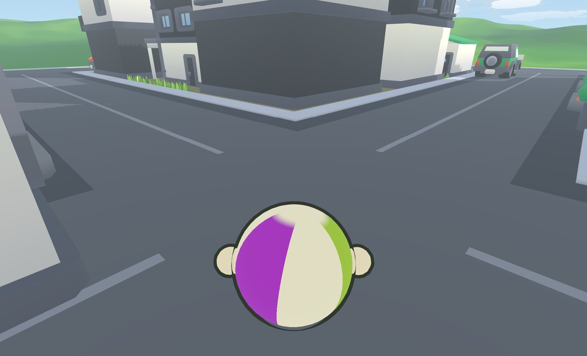 A kolobok at a crossroads in Toy City